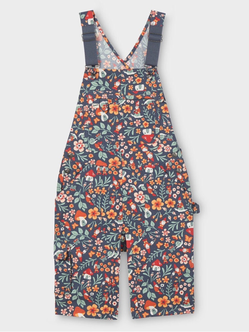 Duluth Trading Co Women's Heirloom Gardening Short Overalls XXS Blue Gnomes